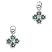 Roestvrij stalen (RVS) Stainless steel bedels bloem Silver-blue
