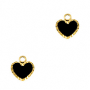 Roestvrij stalen (RVS) Stainless steel bedels hart Gold-black