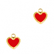 Roestvrij stalen (RVS) Stainless steel bedels hart Gold-red white