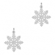 Roestvrij stalen (RVS) Stainless steel bedels sneeuwvlok Silver
