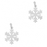 Roestvrij stalen (RVS) Stainless steel bedels sneeuwvlok Silver