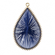 Gehaakte hanger met macram&eacute; draad druppel Dark blue