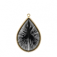 Gehaakte hanger met macram&eacute; draad druppel Gold-black