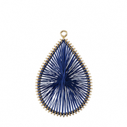 Gehaakte hanger met macram&eacute; draad druppel Dark blue
