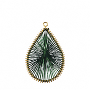 Gehaakte hanger met macram&eacute; draad druppel Dark green
