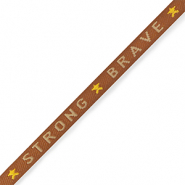 Lint met tekst "strong brave" Rust orange