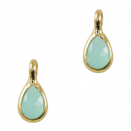 Hangers van crystal glas druppel Light blue-gold