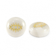Glaskralen rondellen shell look eye White-gold
