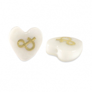 Glaskralen hart shell look "&" White-gold