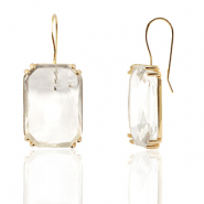 Oorbellen / oorstekers van Crystal Glass rechthoek Crystal-gold