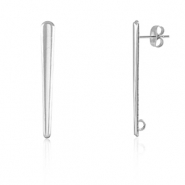 Roestvrij stalen (RVS) Stainless steel onderdelen oorbellen / oorstekers ovaal met oogje Silver