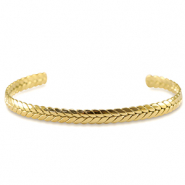 Roestvrij stalen (RVS) Stainless steel armbanden bangle leaf Gold