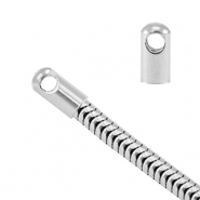 Roestvrij stalen (RVS) Stainless steel onderdelen eindkap voor jasseron snake Ø3.4mm Zilver
