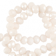 Top Facet kralen 8x6mm disc Light peach white-pearl shine coating
