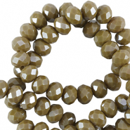 Top Facet kralen 6x4mm disc Chromium oxide green-pearl shine coating