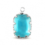 Hangers van Crystal Glass rechthoek Aquamarine blue-silver