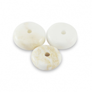 Natuursteen kralen magnesiet rondellen 6mm Off white