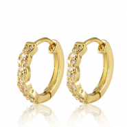 Brass TQ metaal oorbellen creolen zirkonia Gold