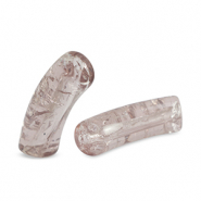 Acryl tube kralen crackle Grey-beige