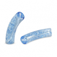 Acryl tube kralen crackle Carolina blue