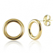 Roestvrij stalen (RVS) Stainless steel oorbellen 12mm Goud