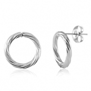 Roestvrij stalen (RVS) Stainless steel oorbellen 14mm Zilver