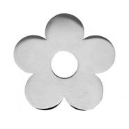 Roestvrij stalen (RVS) Stainless steel bedels bloem Silver