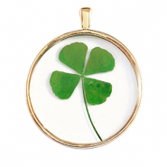 Bedels met gedroogde bloemetjes Gold-green