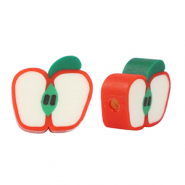 Polymeer kralen appel Red-white