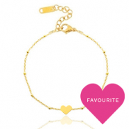 Roestvrij stalen (RVS) Stainless steel armbanden jasseron heart ♥ Goud