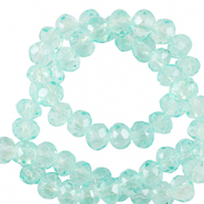 Top Facet kralen 6x4mm disc Light turquoise blue