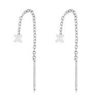 Roestvrij stalen (RVS) Stainless steel oorbellen bloem Silver