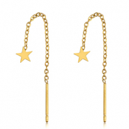 Roestvrij stalen (RVS) Stainless steel oorbellen ster Gold