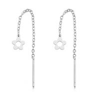 Roestvrij stalen (RVS) Stainless steel oorbellen bloem Silver