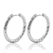 Roestvrij stalen (RVS) Stainless steel oorbellen creolen 25mm Silver