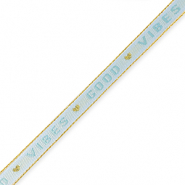 Lint met tekst "good vibes" Ice blue-gold
