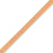 Lint met tekst "love faith hope" Coral red-gold