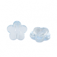 Acryl kralen bloem Aquamarine blue transparent