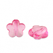Acryl kralen bloem Magenta pink transparent