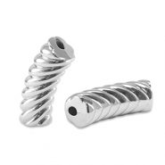 Acryl tube kralen twisted Silver