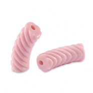 Acryl tube kralen twisted Light rose
