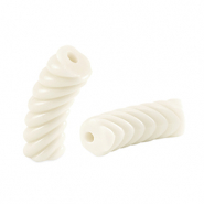 Acryl tube kralen twisted Off white