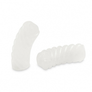 Acryl tube kralen twisted Transparent white