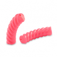 Acryl tube kralen twisted Neon coral red