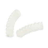 Acryl tube kralen twisted Transparent white