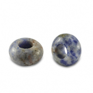 Natuursteen kralen sodaliet en microklien rondellen 14mm Blue-white