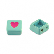 Tile beads vierkant Ocean blue-magenta pink