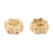 Tile beads bloem Apricot beige-gold