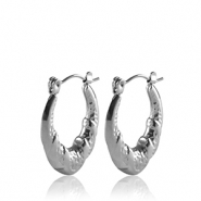Roestvrij stalen (RVS) Stainless steel oorbellen creolen ovaal Silver