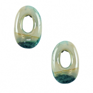 DQ Grieks keramiek kralen ovaal Mint green-turquoise